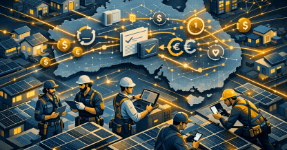 Migrant electrician payments solar panel installation on Australian rooftop